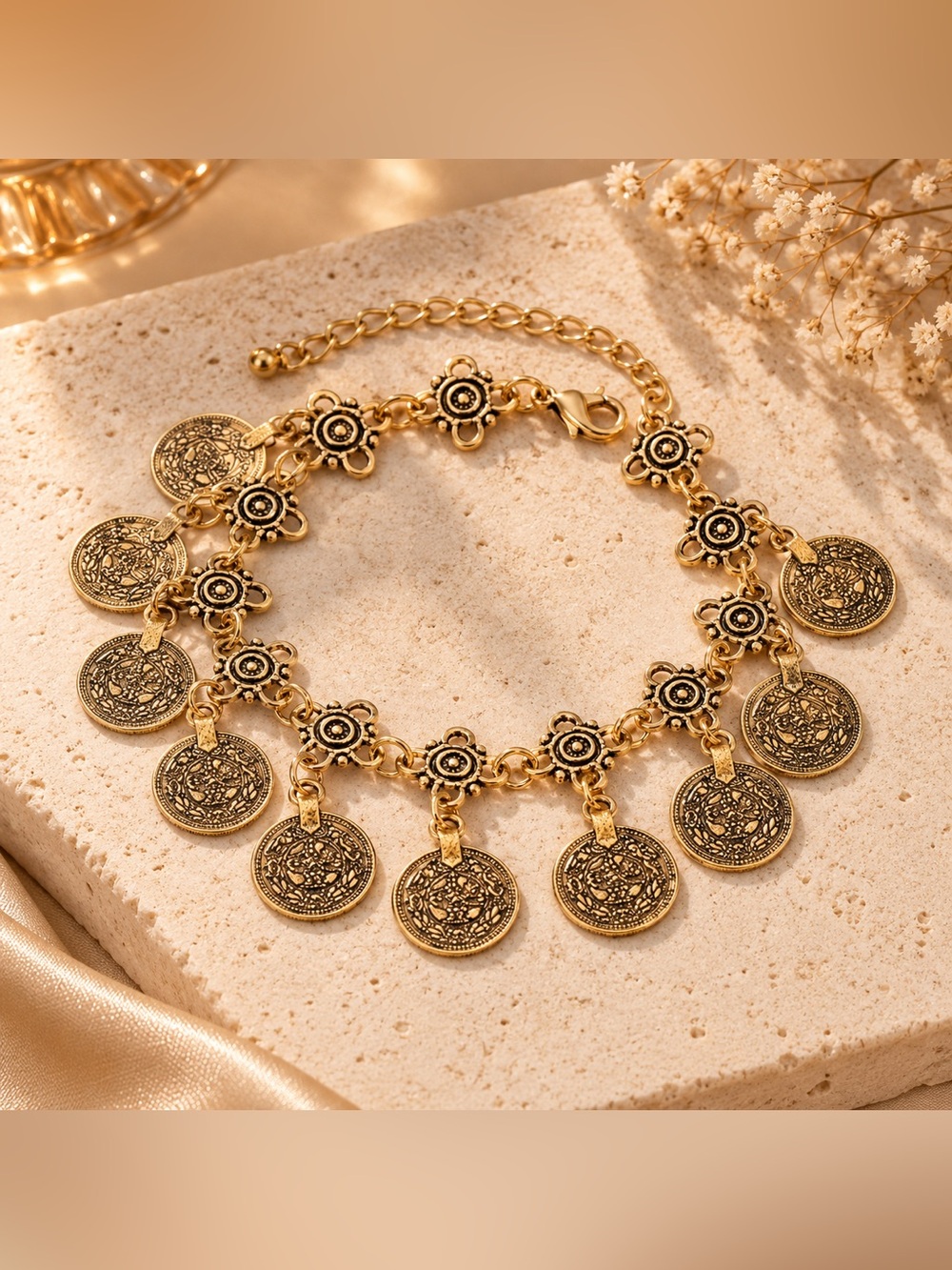 Vintage Coin Charm Bracelet